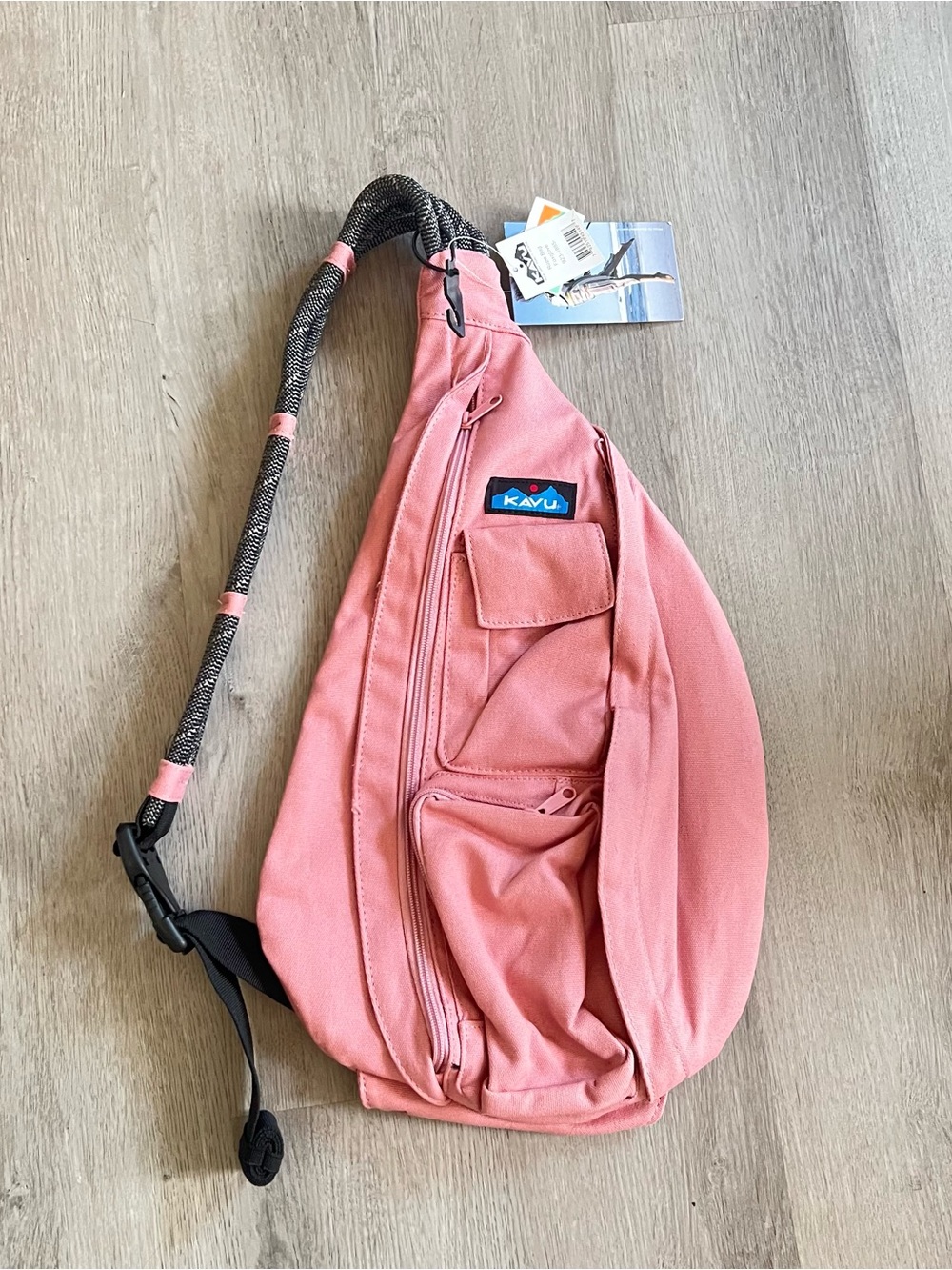 Free people X KAVU Rope Bag In color Foxgiove Pink 100% cotton canvas NWT